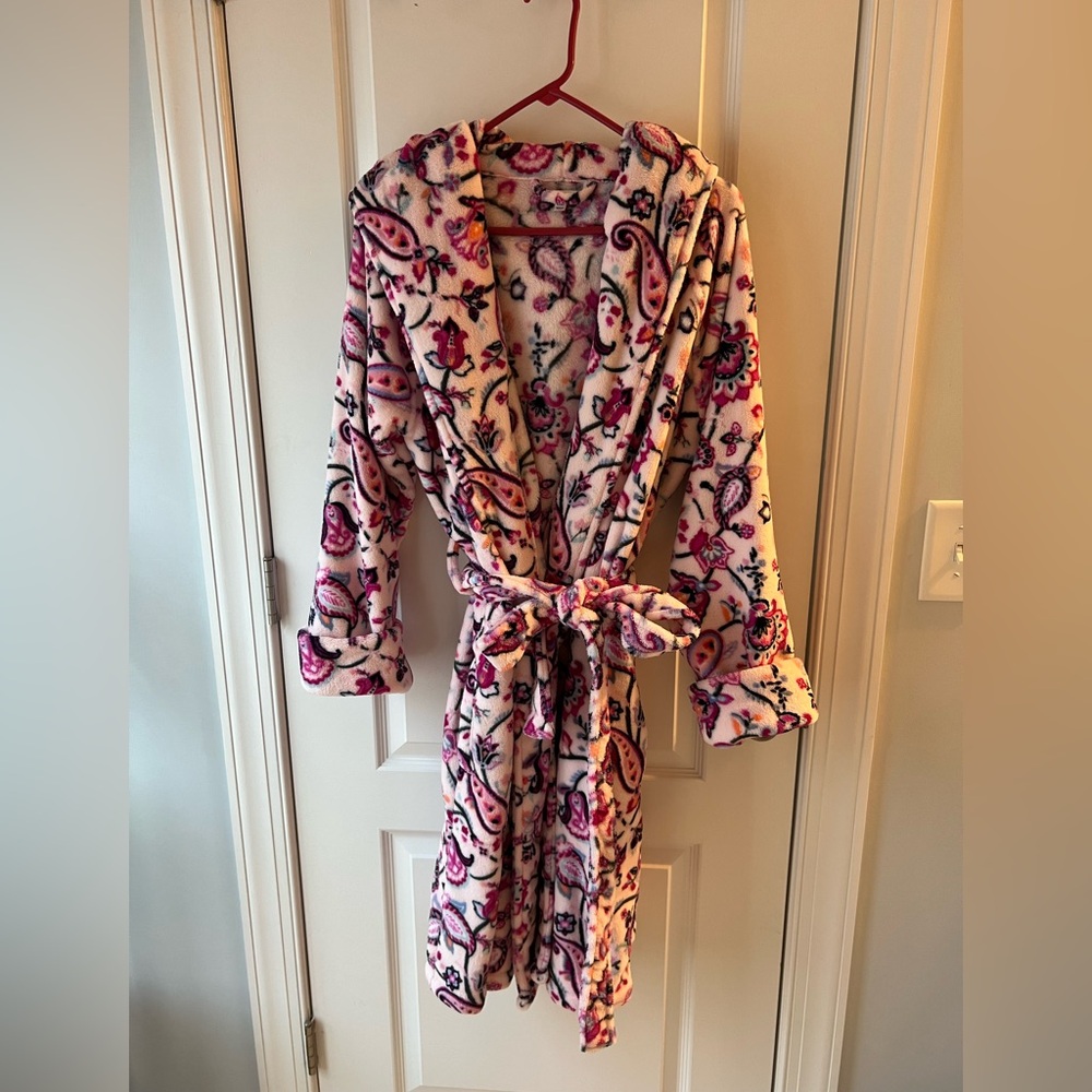 Vera Bradley Plush Paisley Floral Robe Size L/XL